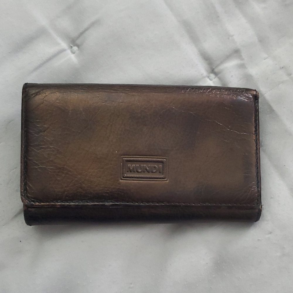 Vintage 90's Mundi Metallic Black Leather Wallet